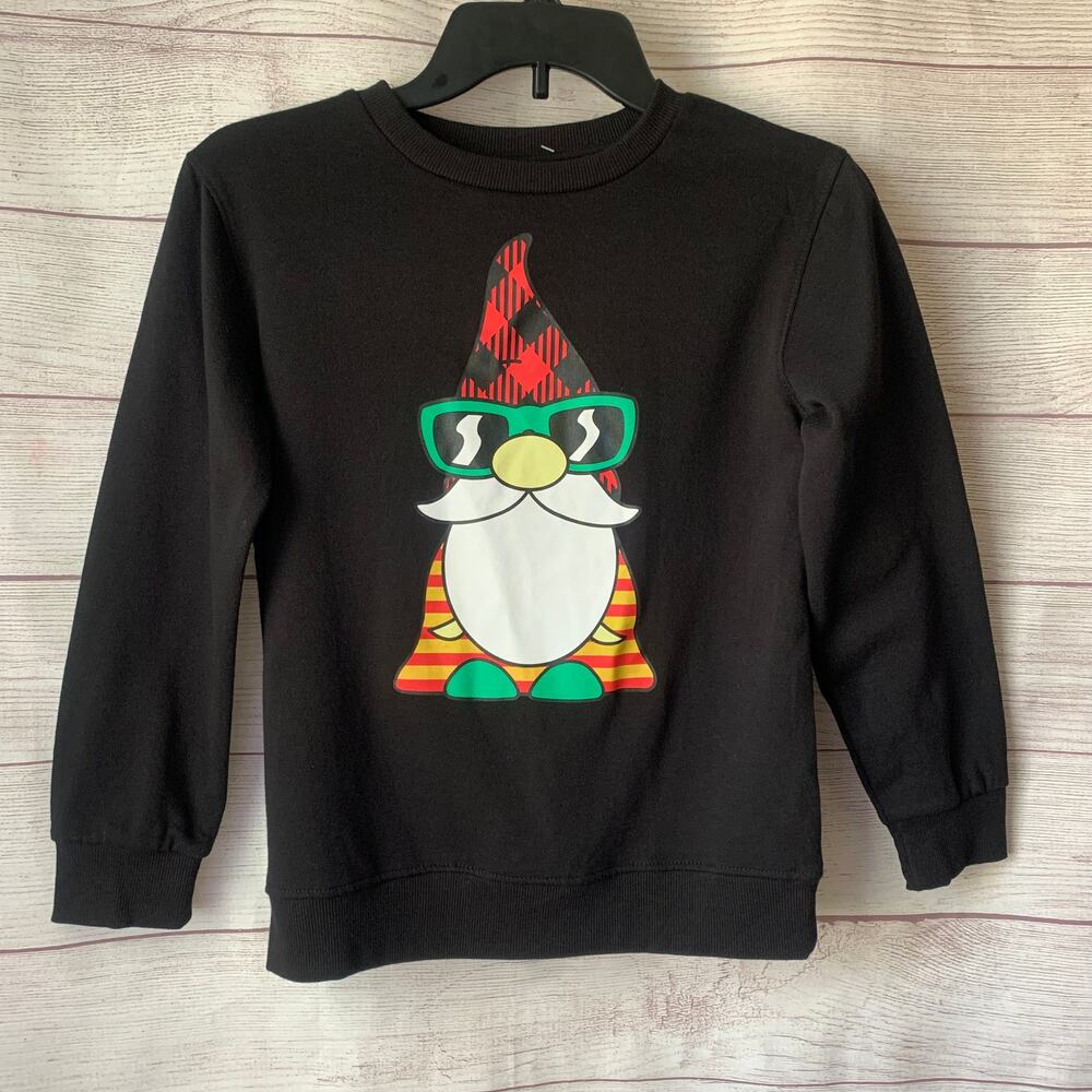 Well Worn Gnome Santa Sweatshirt Black Holiday Sweater Christmas Girls Medium